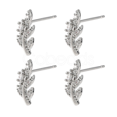 SHEGRACE Brass Micro Pave Cubic Zirconia Stud Earrings XGRQ4N374-719P-1
