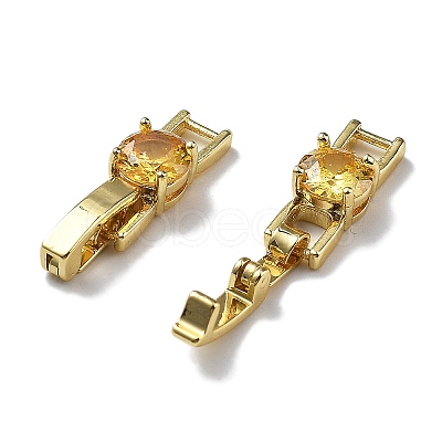 Rack Plating Brass Micro Pave Cubic Zirconia Watch Band Clasps KK-A234-016G-04-1