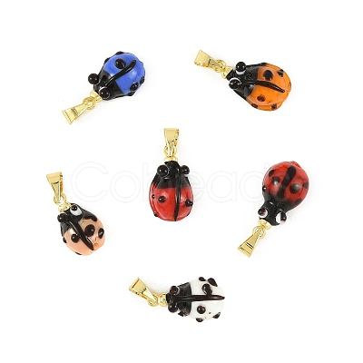 6Pcs Handmade Lampwork Pendants LAMP-FS0001-57A-1