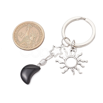 Synthetic Opalite & Natural Obsidian Pendant Keychains KEYC-JKC01212-1