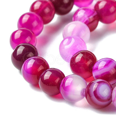 Natural Striped Agate/Banded Agate Bead Strands X-G-K166-13-6mm-03-1