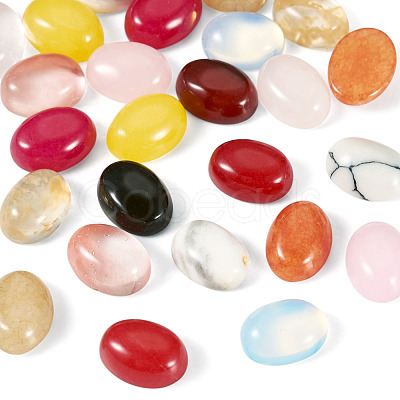 26Pcs 13 Styles Cherry Quartz Glass & Opalite & Synthetic Howlite & Natural White Jade & Rose Quartz & Jade & Howlite & Agate Cabochons G-TA0003-28A-1