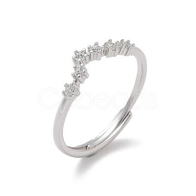 Constellations Rhodium Plated 925 Sterling Silver Micro Pave Clear Cubic Zirconia Adjustable Rings for Women RJEW-P130-01P-D-1