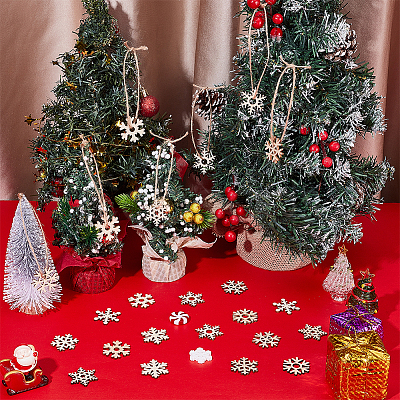 200Pcs Snowflake Unfinished Wood Slice WOOD-UN0001-31-1