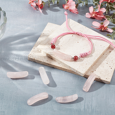 6Pcs Natural Rose Quartz Connector Charms G-OC0005-91C-1