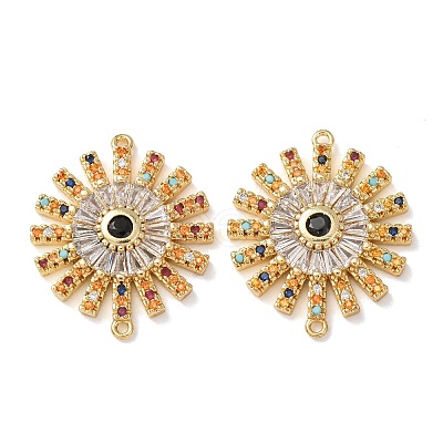 Brass Micro Pave Colorful Cubic Zirconia Connector Charms CU-CBA4579-05G-A-1