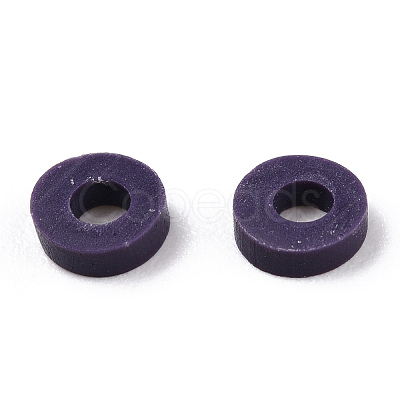 Flat Round Handmade Polymer Clay Bead Spacers CLAY-R067-4.0mm-04-1
