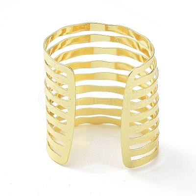 Rack Plating Brass Hollow Out Wide Wire Cuff Bangles for Women BJEW-D032-05G-1