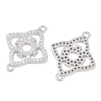 Brass Micro Pave Clear Cubic Zirconia Connector Charms CU-CBA7BFE-03I-P-1