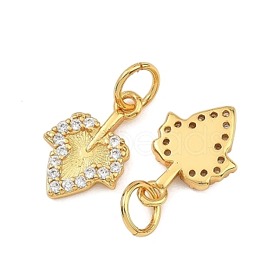 Brass Micro Pave Clear Cubic Zirconia Charms KK-F941-37B-G-1