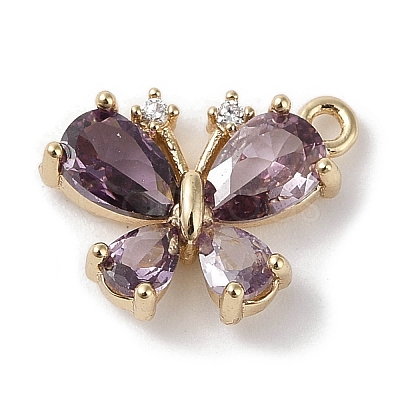 Brass Micro Pave Cubic Zirconia Charms X-KK-G491-28G-02-1