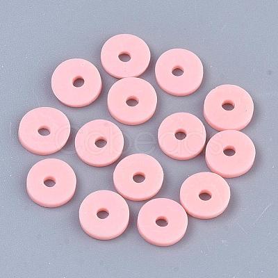 Flat Round Handmade Polymer Clay Bead Spacers X-CLAY-R067-3.0mm-18-1