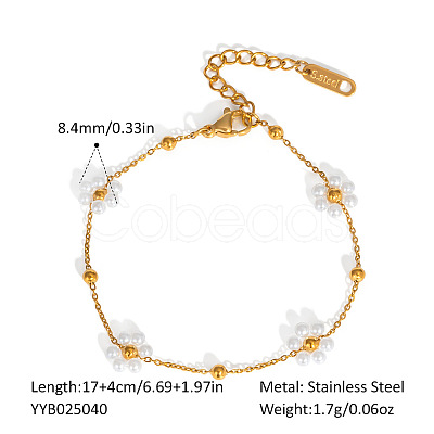 Stainless Steel Woven Flower Link Chain Bracelets for Women AC0915-3-1