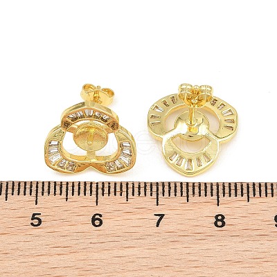 Brass Micro Pave Cubic Zirconia Stud Earring Finding CU-CBAA5EE-01G-1