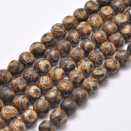 Tibetan Style 3-Eye dZi Beads Strands X-G-P229-A-03-8mm-1