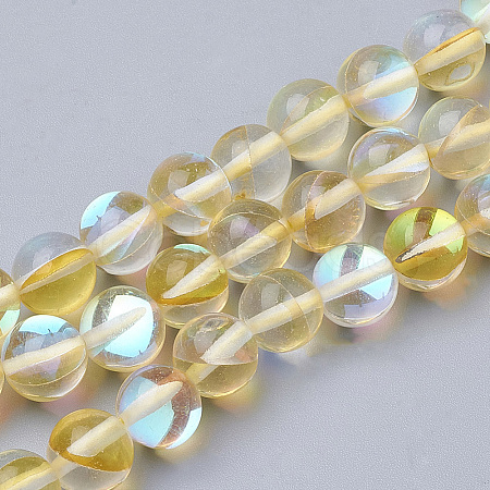 Synthetic Moonstone Beads Strands G-S283-6mm-14A-1