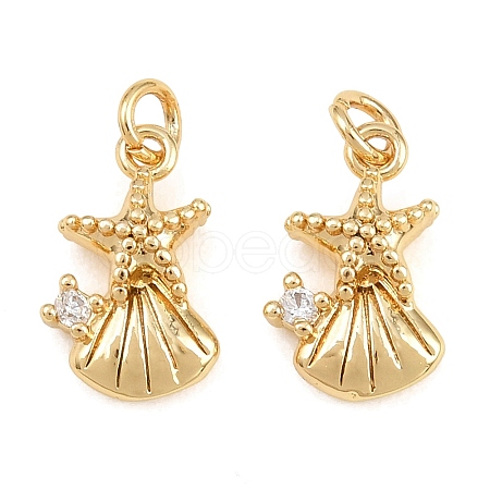 Brass Micro Pave Clear Cubic Zirconia Charms KK-Q085-02H-G-1