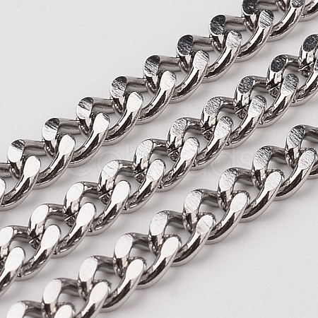 Non-Tarnish 304 Stainless Steel Cuban Link Chains CHS-K001-19P-1