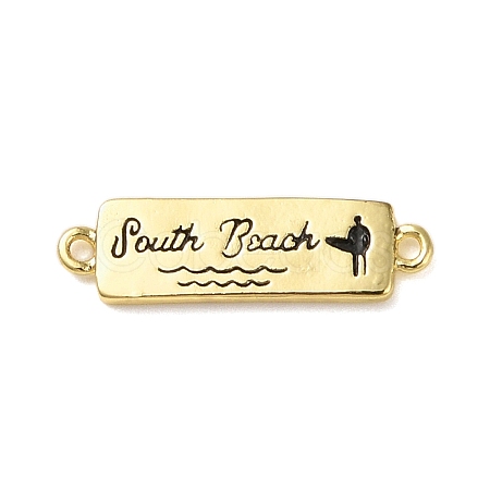 Beach Theme Rack Plating Brass Rectangle Connector Charms KK-P261-08D-G08-1