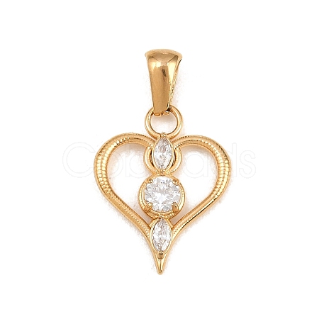 316 Surgical Stainless Steel Micro Pave Clear Cubic Zirconia Pendants STAS-A137-02A-G-1