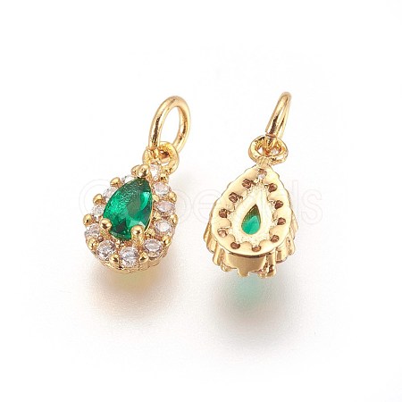 Brass Cubic Zirconia Charms KK-E772-14C-G-1