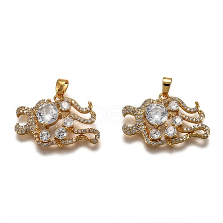 Brass Clear Cubic Zirconia Constellation Charms KK-J278-33G-B-1