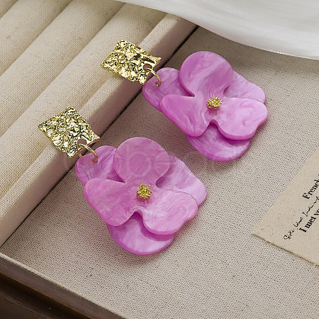 Flower Zinc Alloy Acrylic Dangle Stud Earrings FS-WG5AD05-06-1