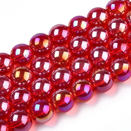 Electroplate Transparent Glass Beads Strands X-GLAA-T032-T8mm-AB09-1