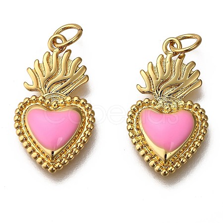 Golden Tone Brass Enamel Pendants KK-K750-01G-C-1