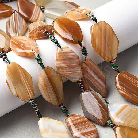 Natural Banded Agate/Striped Agate Beads Strands G-G196-A01-01-1