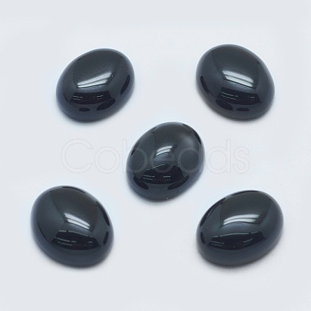 Natural Dyed & Heated Black Agate Cabochons G-G759-Z01-1