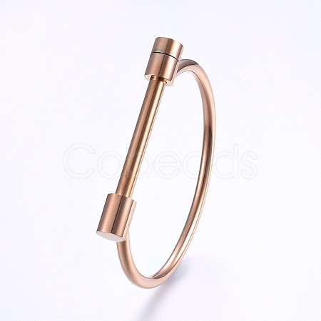 Ion Plating(IP) 304 Stainless Steel Bangles BJEW-P222-14RG-1