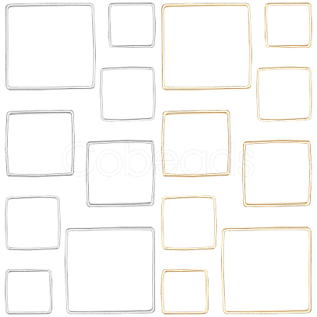 Square Brass Linking Rings KK-SC0001-76-1
