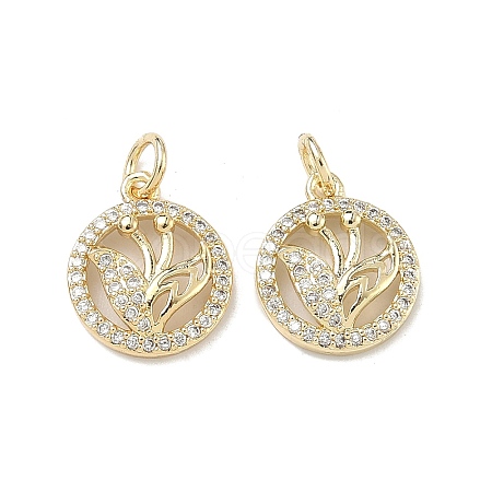 Brass Micro Pave Cubic Zirconia Pendants KK-D235-02G-03-1