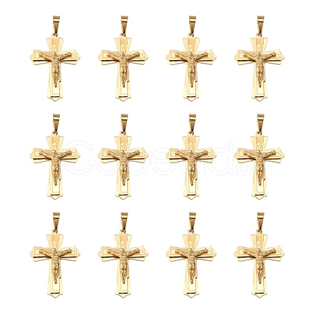 Golden 304 Stainless Steel Crucifix Cross Big Pendants for Easter STAS-V0493-79B-1