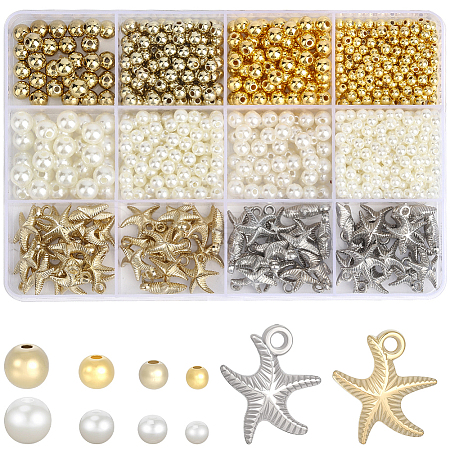 590Pcs 4 Styles CCB Plastic Beads CCB-PA0001-22-1