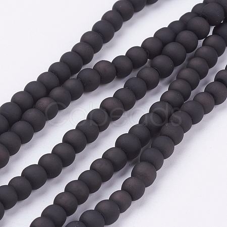 Painted Glass Round Bead Strands X-DGLA-S072-4mm-24-1