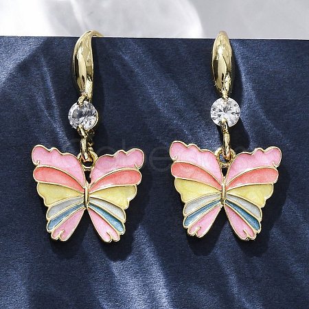 Brass Micro Pave Clear Cubic Zirconia Dangle Earrings EJEW-F362-16G-1
