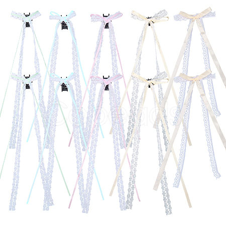 10Pcs 5 Colors  Polyester Resin Bowknot Hair Clips PHAR-CN0001-05-1
