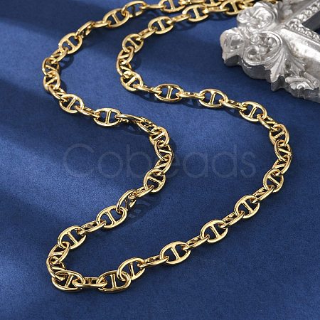 Brass Oval Link Chain Necklaces for Women Men NJEW-F337-05G-1