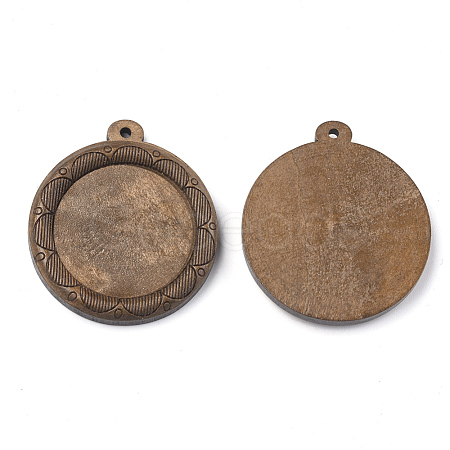 Wooden Pendant Cabochon Settings WOOD-S044-23-1