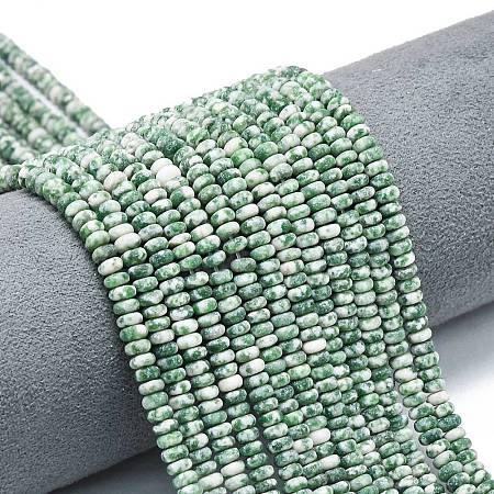 Natural Green Spot Jasper Beads Strands G-P575-A45-4x2mm-1
