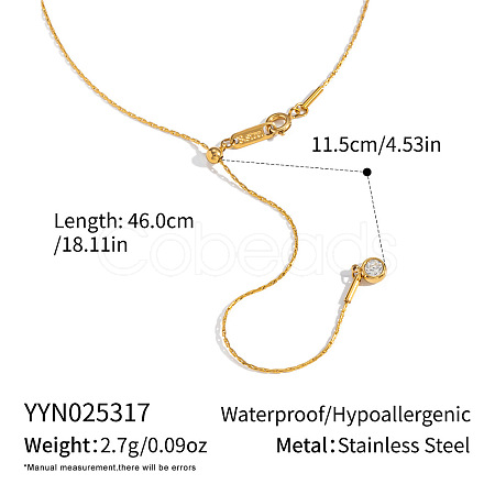 Elegant 304 Stainless Steel Y-Shape Flat Round Tassel Boston Link Chain Lariat Necklaces for Women OT4111-2-1