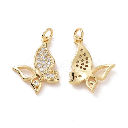 Brass Cubic Zirconia Pendants KK-G453-19G-1