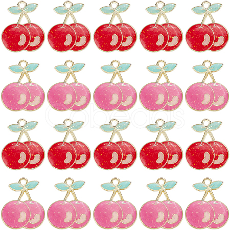 40Pcs 2 Colors Light Gold Plated Alloy Enamel Pendants FIND-SC0013-20-1
