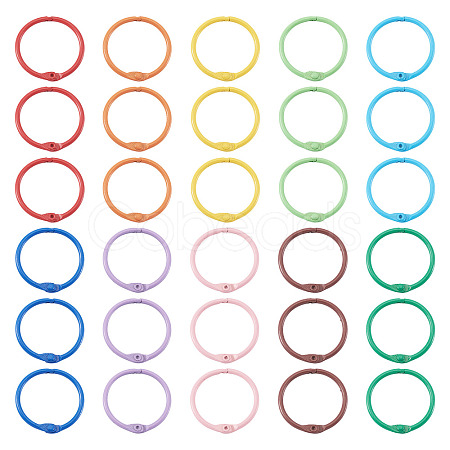 30Pcs 10 Colors Spray Painted Iron Hinged Binder Rings IFIN-TA0001-77-1