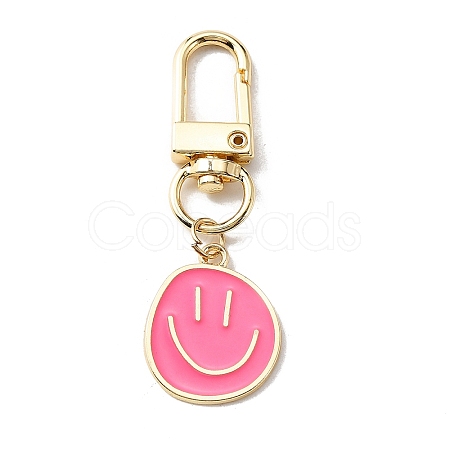 Smiling Face Enamel Pendant Decorations KEYC-WH0036-08LG-02-1