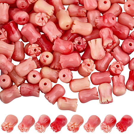 100Pcs Synthetic Coral Dyed Beads SHEL-SC0002-11-1