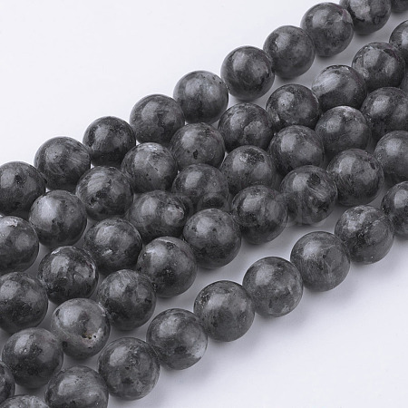 Natural Black Larvikite Bead Strands G-G735-57-12mm-1