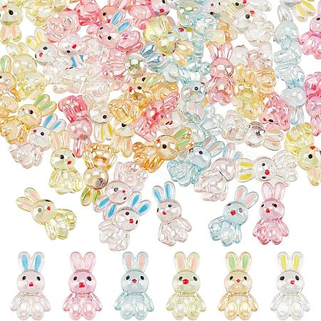 72Pcs 6 Colors Transparent Acrylic Beads MACR-FH0001-10-1